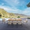 Armen Living Nofi Outdoor Patio 9 Piece Dining Set in Charcoal Finish with Taupe Cushions SETODNODIBE - alternate 5